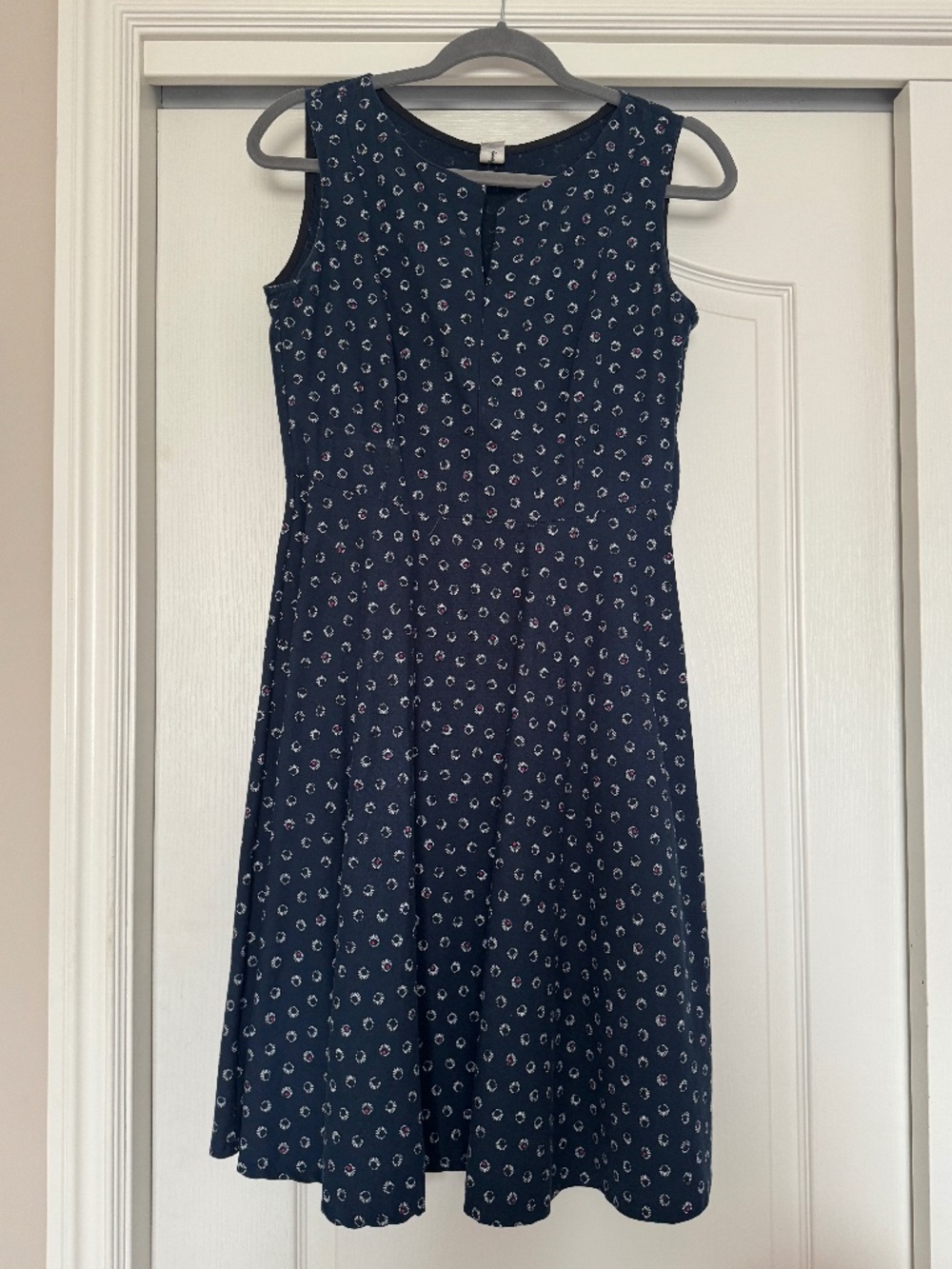 Smoking Lily navy blue cotton print sleeveless dress with pockets